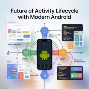 Android Activity Lifecycle diagram showing onCreate, onStart, onResume, onPause, onStop, and onDestroy
