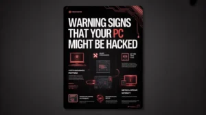 Protect PC from Hackers: Illustration showing a computer shielded from cyber attacks and hackers trying to breach it