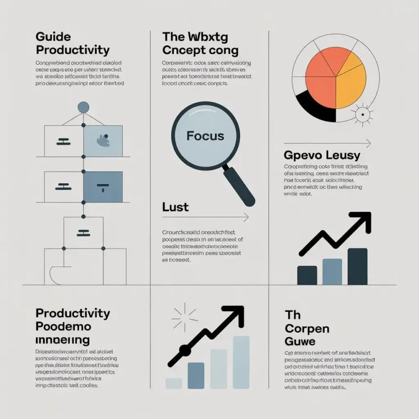 Visual guide explaining structured simplicity, focus, and long-term improvement concepts related to modern productivity and balanced decision-making.